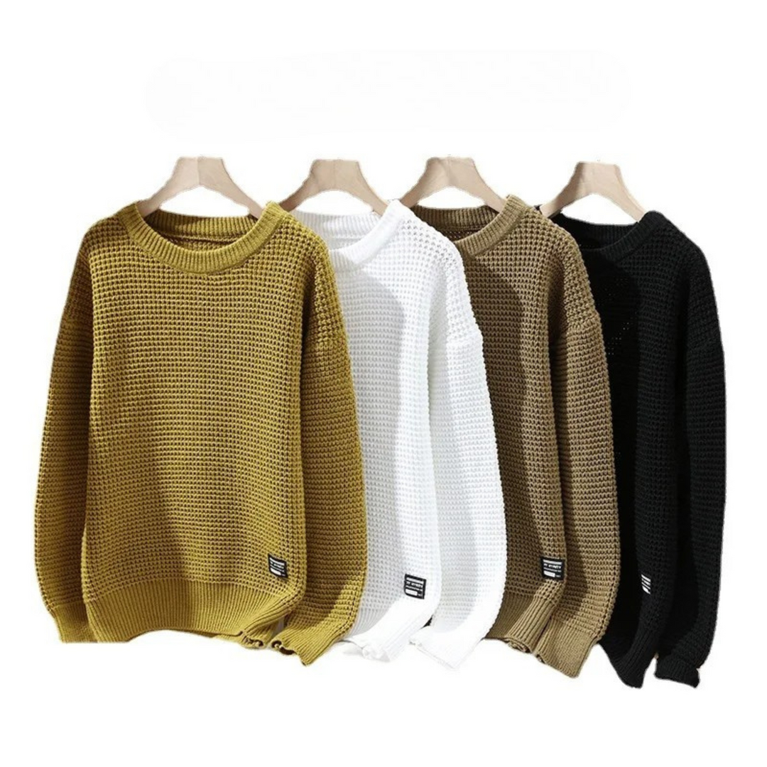 Silas | Textured Honeycomb Knit Sweater with Refined Fit