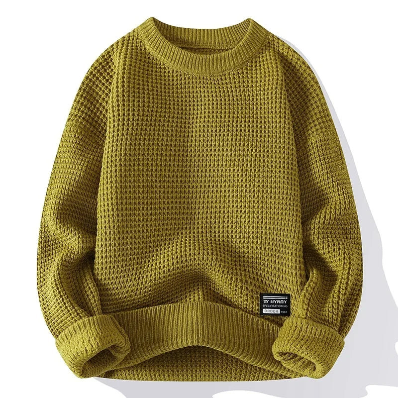 Silas | Textured Honeycomb Knit Sweater with Refined Fit