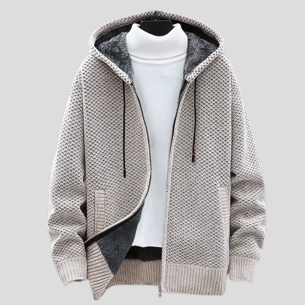 Fenris | Structured Knit Zip Hoodie with Fleece Interior