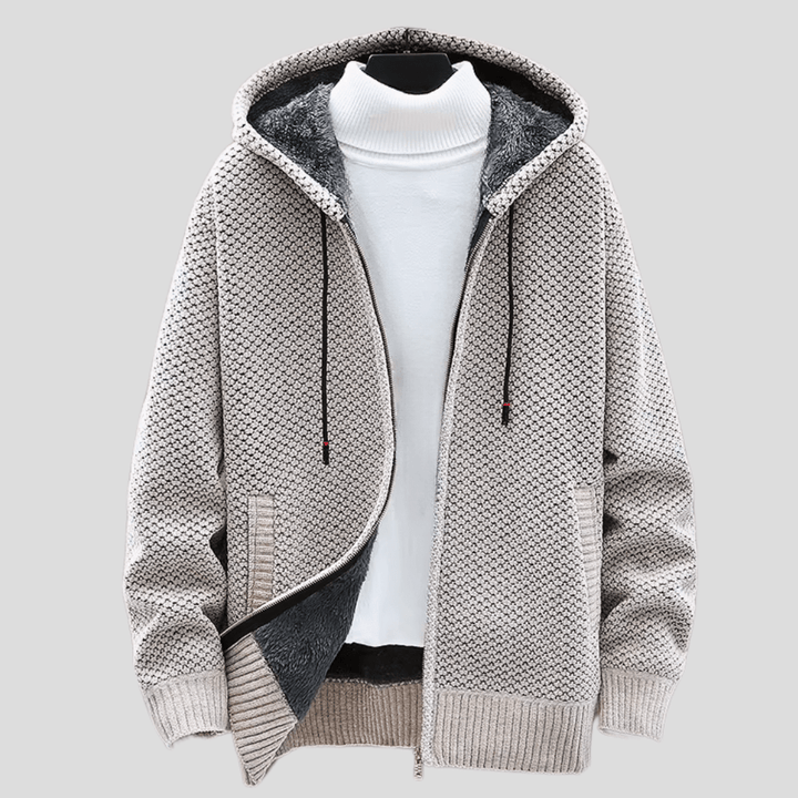 Fenris | Structured Knit Zip Hoodie with Fleece Interior