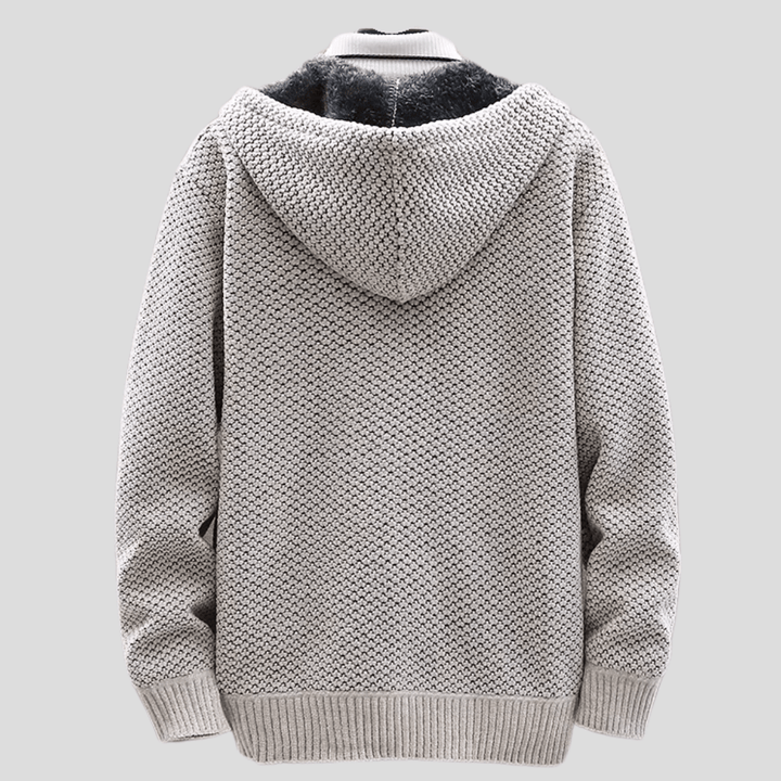 Fenris | Structured Knit Zip Hoodie with Fleece Interior