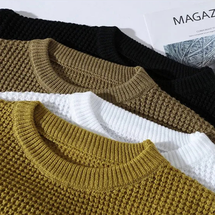 Silas | Textured Honeycomb Knit Sweater with Refined Fit