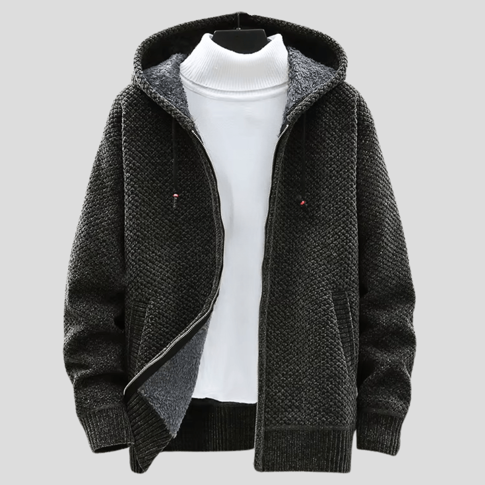Fenris | Structured Knit Zip Hoodie with Fleece Interior