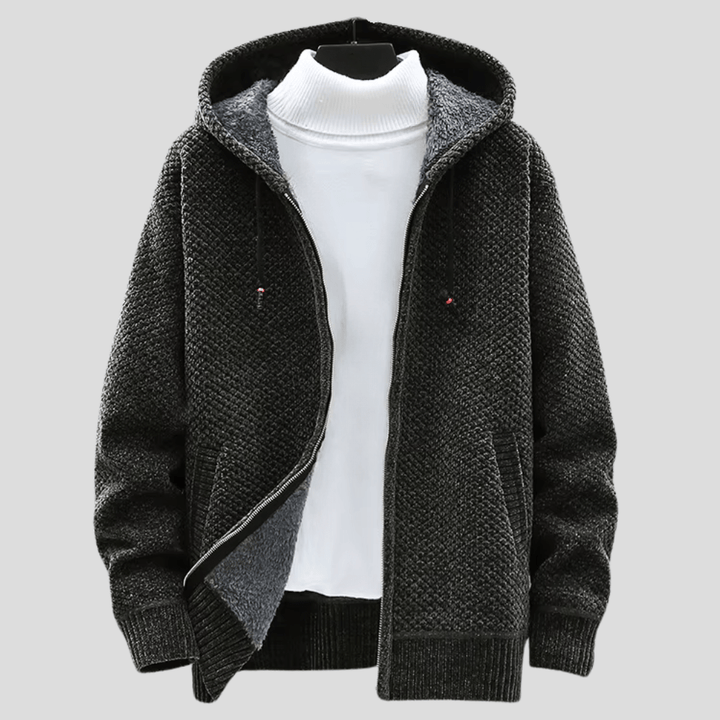 Fenris | Structured Knit Zip Hoodie with Fleece Interior