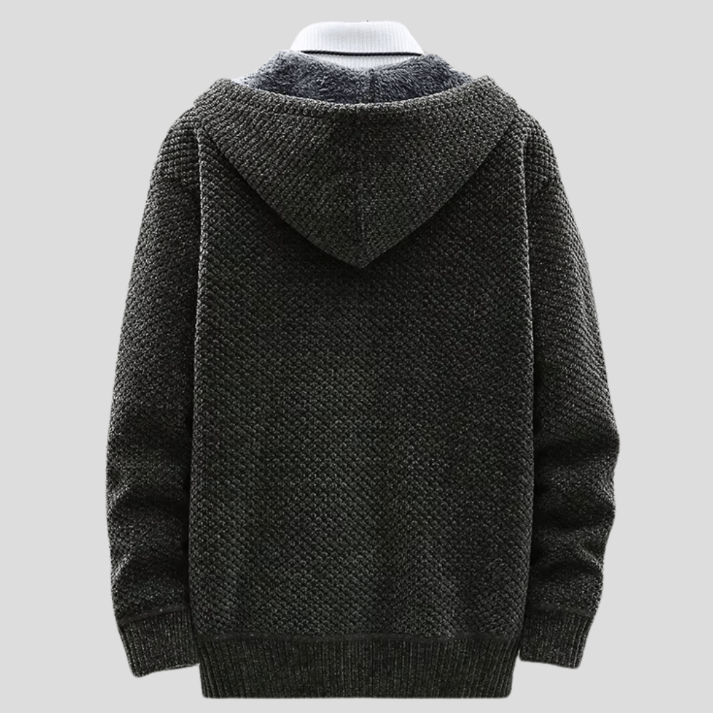 Fenris | Structured Knit Zip Hoodie with Fleece Interior