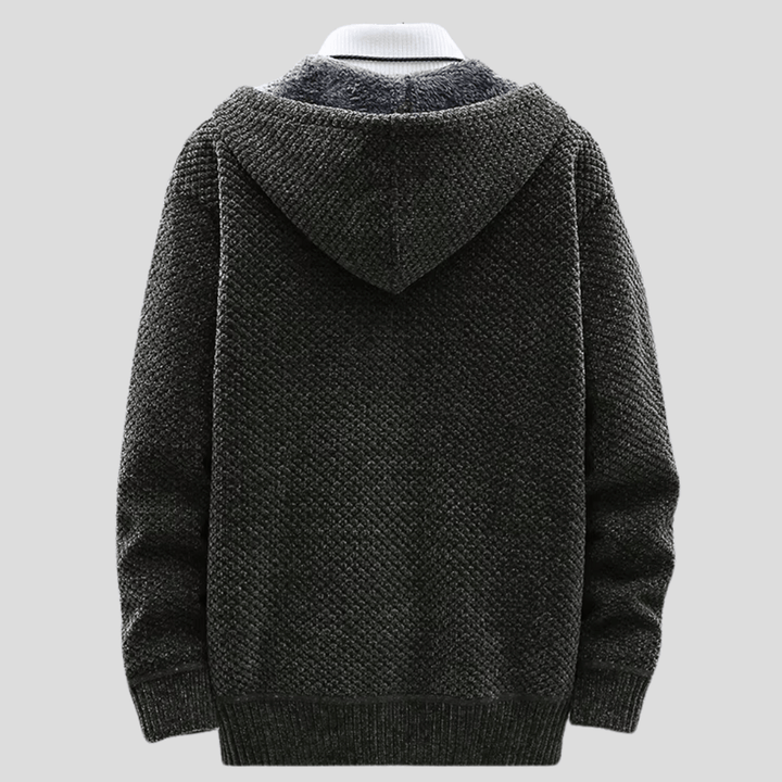 Fenris | Structured Knit Zip Hoodie with Fleece Interior