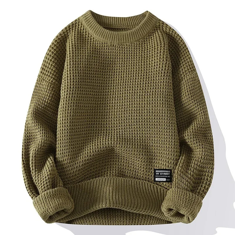 Silas | Textured Honeycomb Knit Sweater with Refined Fit