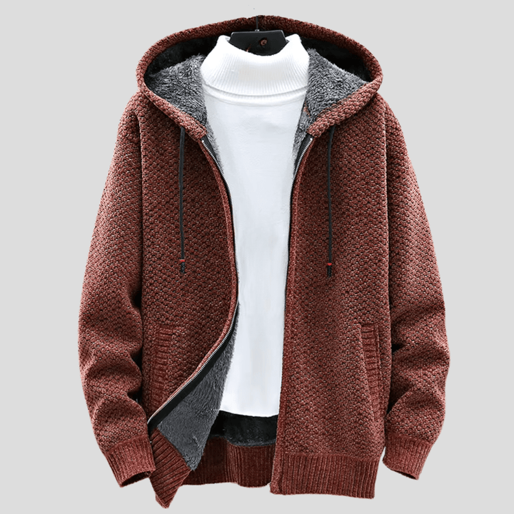 Fenris | Structured Knit Zip Hoodie with Fleece Interior