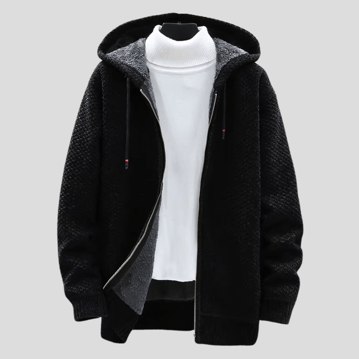 Fenris | Structured Knit Zip Hoodie with Fleece Interior