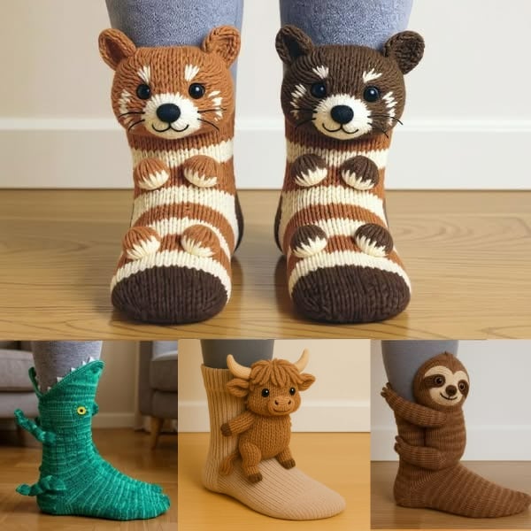 Aristea | Soft Cozy Animal-Knit Pattern Socks