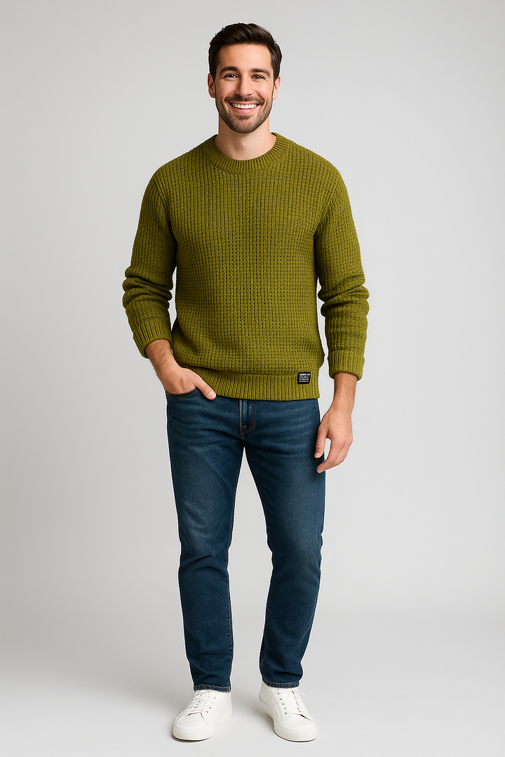 Silas | Textured Honeycomb Knit Sweater with Refined Fit