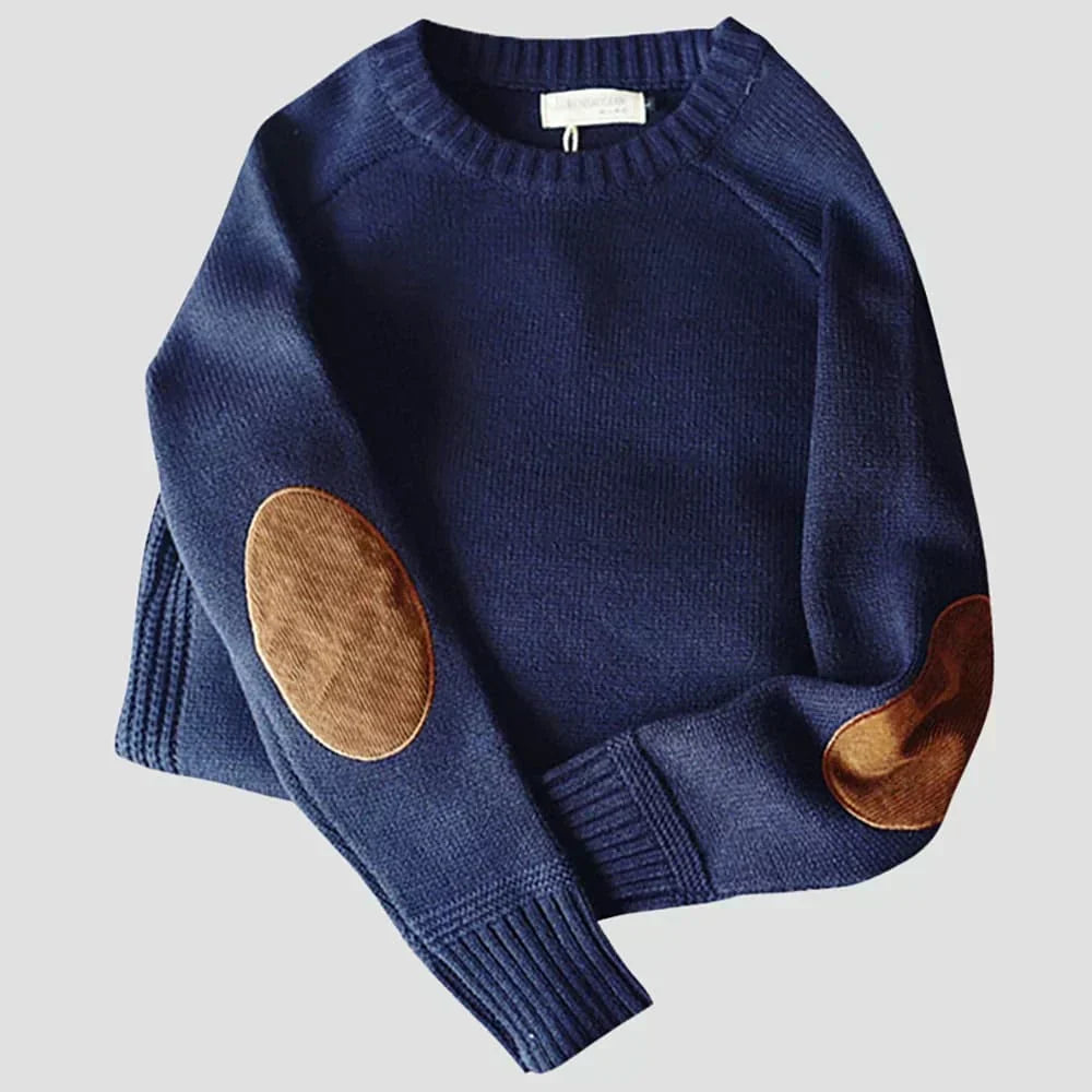 Cortina | Vintage-Inspired Knit Sweater with Elbow Patch Accents